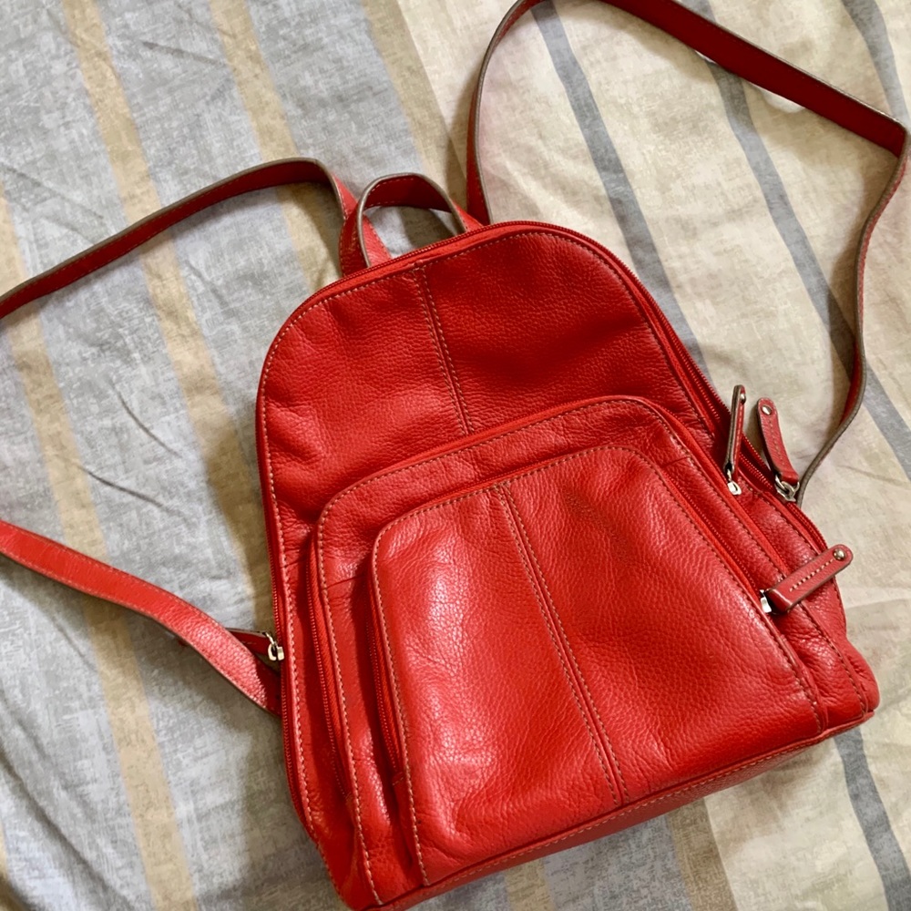 Red Leather Backpack